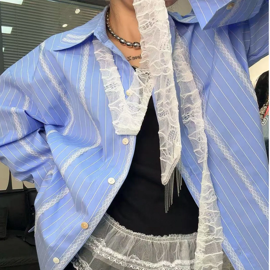 《赵小姐推荐》青春少女蕾丝飘带衬衫