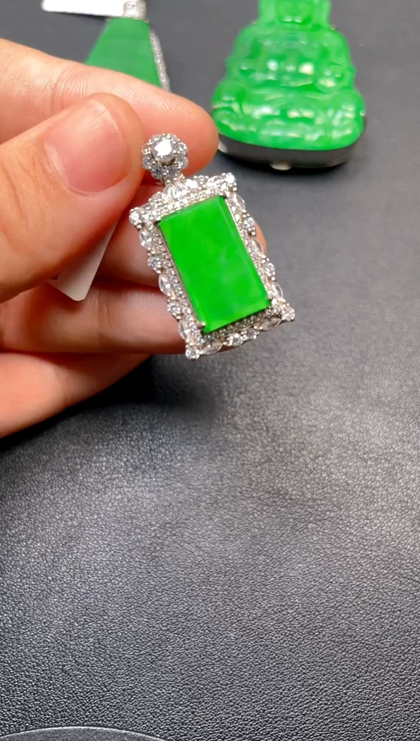 吊坠(不含链)银S925镶嵌翡翠吊坠