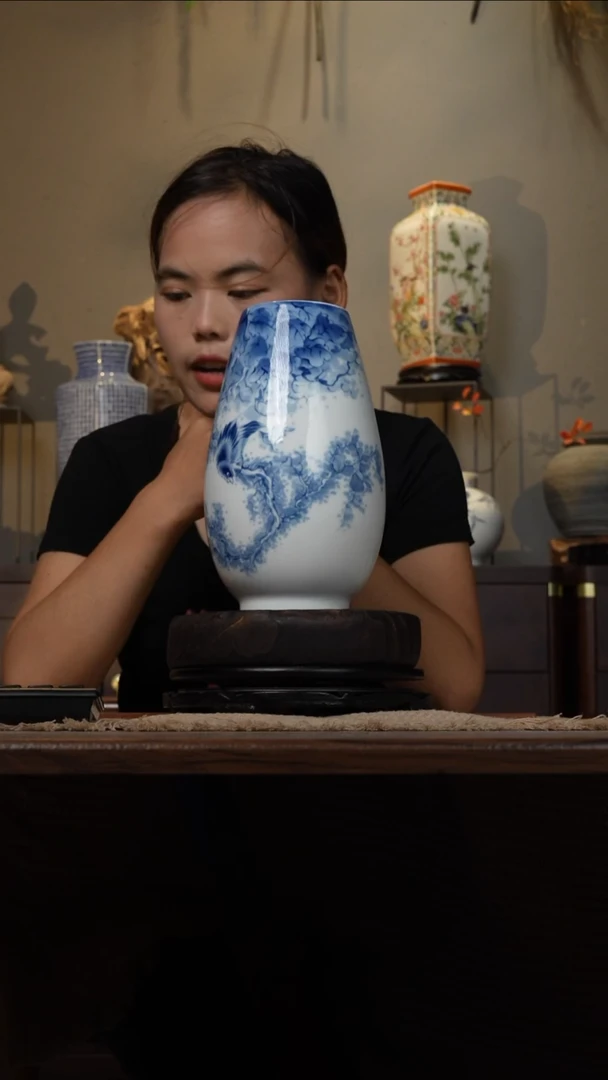 摆件WN问泥景德镇陶瓷花瓶摆件