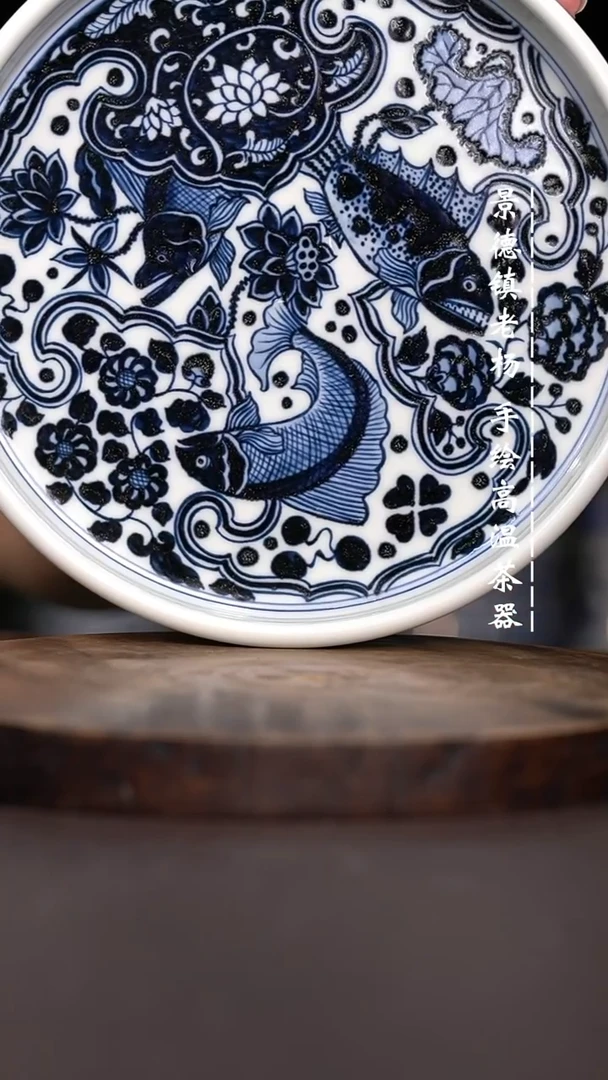 现代瓷全手绘茶具直边