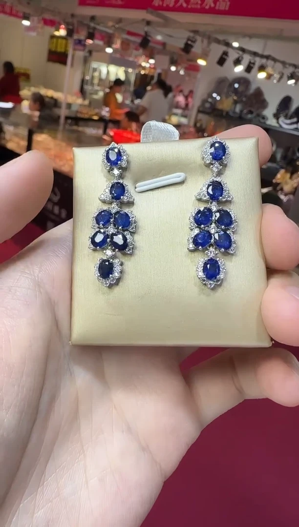 耳饰蓝宝石银S925镶嵌皇家蓝耳坠