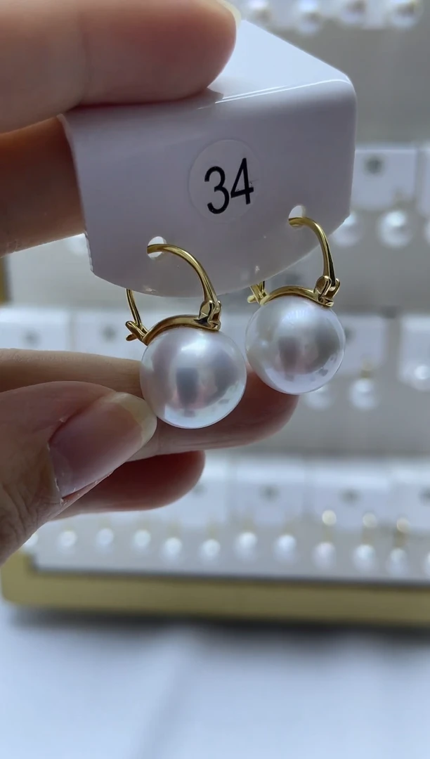 银S925镶嵌耳饰淡水珍珠34