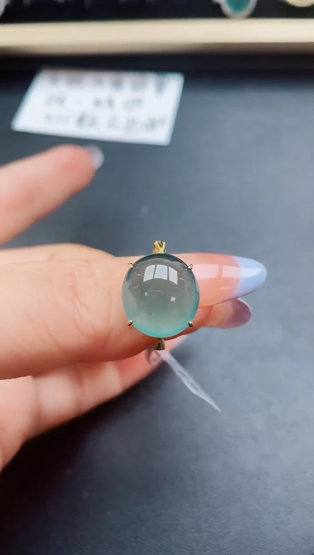 翡翠戒指银S925镶嵌31321