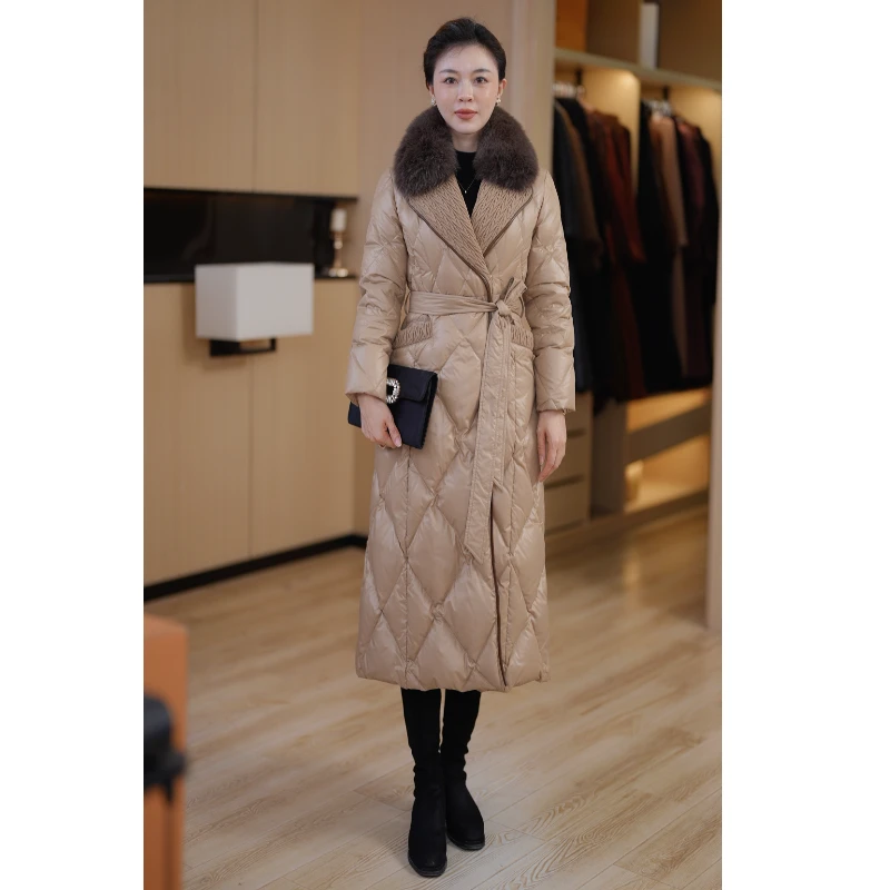 【千山暮雪】冬季新款 大狐狸毛领气质显瘦轻奢中长款羽绒服