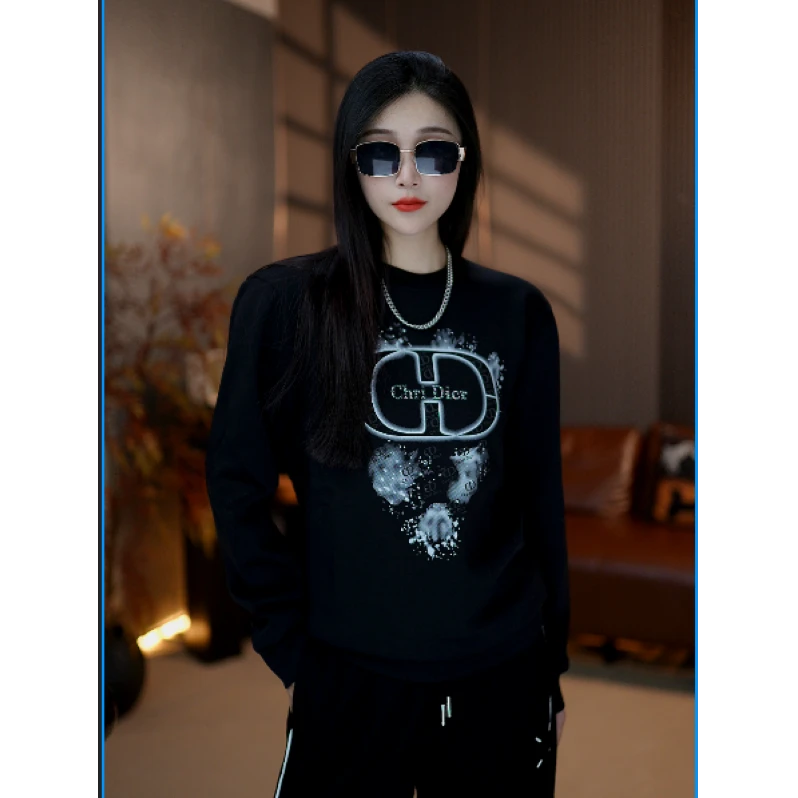 【麦森森专属】25秋季圆领立体卫衣秋冬宽肩植绒3D大牌显瘦套头长袖