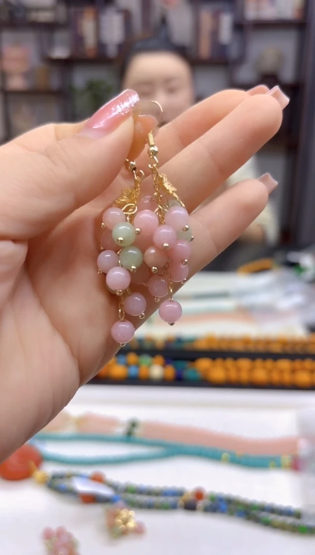 【闪购商品】玛瑙/玉髓耳坠14K金镶嵌E286