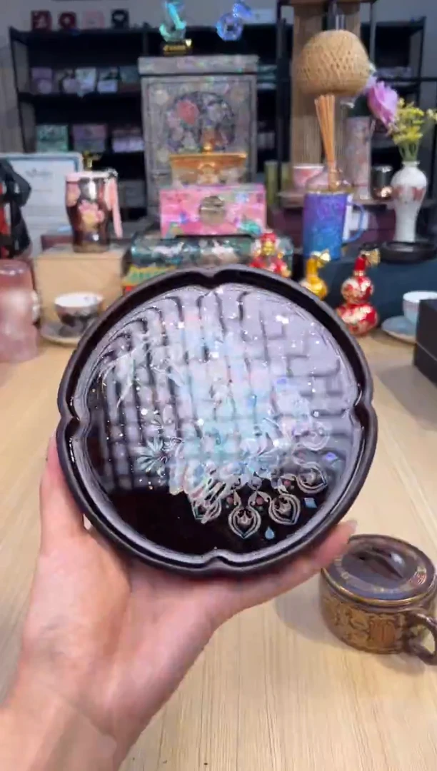 48圆形螺钿茶盘（凤凰）