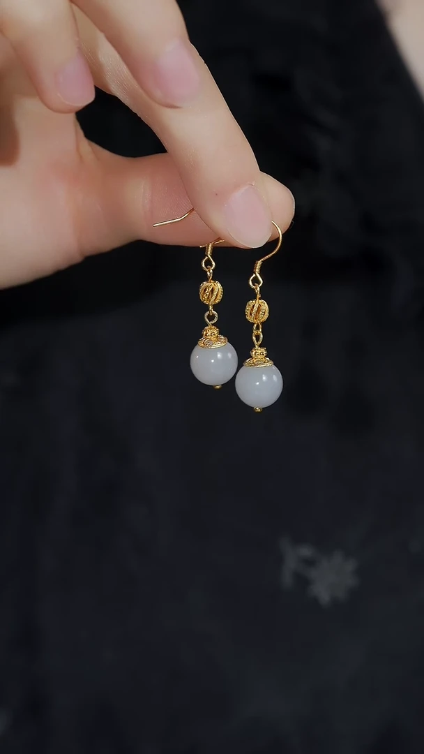 【闪购商品】和田玉耳饰未镶嵌烟紫耳坠