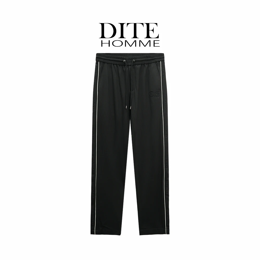 DITE迪特25春夏微弹力长裤条纹百搭黑色男士抽绳夏季休闲裤运动风