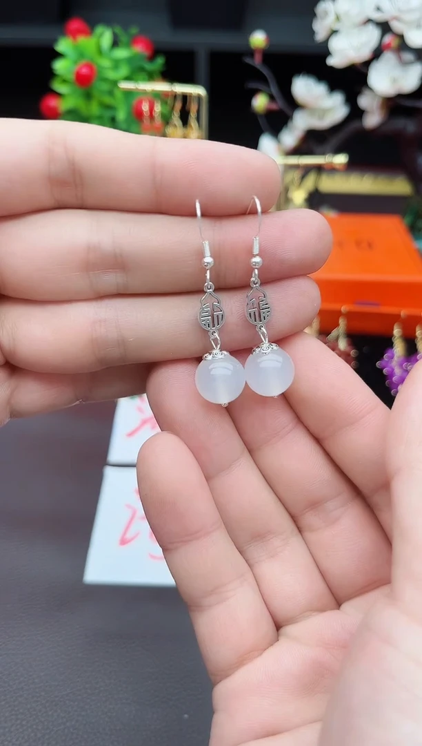 玛瑙/玉髓耳饰银S925镶嵌522000