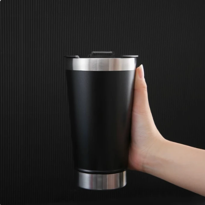 颜色随机发双层304不锈钢便携咖啡杯简约啤酒杯带开瓶器啤酒温杯