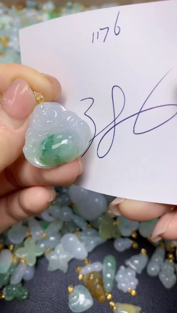 【闪购商品】翡翠挂件18K金镶嵌 天然翡翠A货