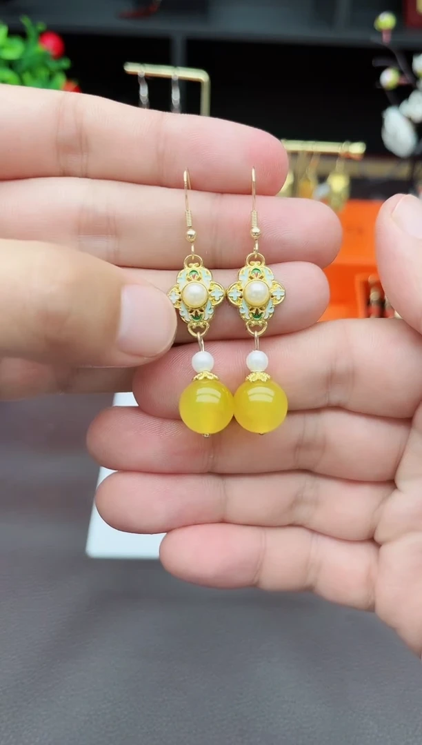 玛瑙/玉髓耳饰银S925镶嵌330000