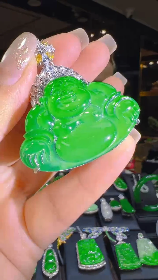 吊坠(赠链)银S925镶嵌翡翠064（多样性发其一）