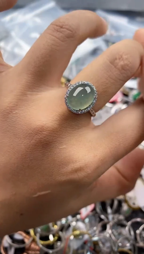 银S925镶嵌戒指翡翠333---5