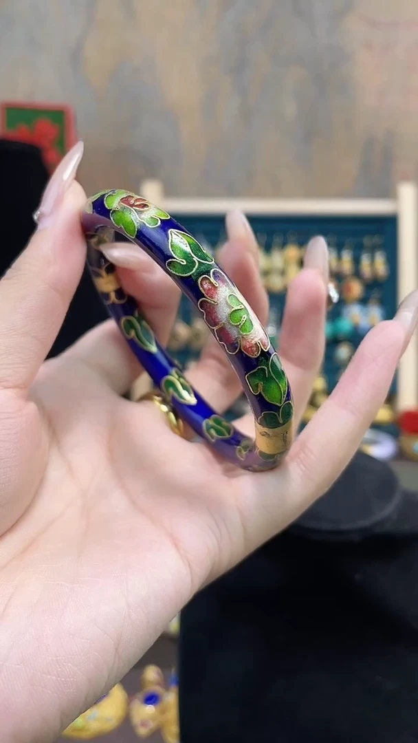 非遗手工景泰蓝开口镯子宝蓝