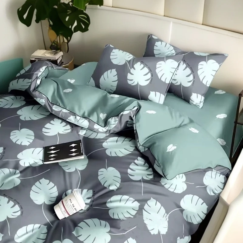 【A059枫叶】微瑕被套100棉全棉被罩单件精梳单人印花加厚绿色