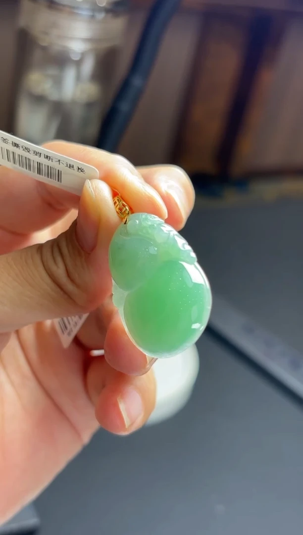 颈饰18K金镶嵌翡翠YM1354-3葫芦