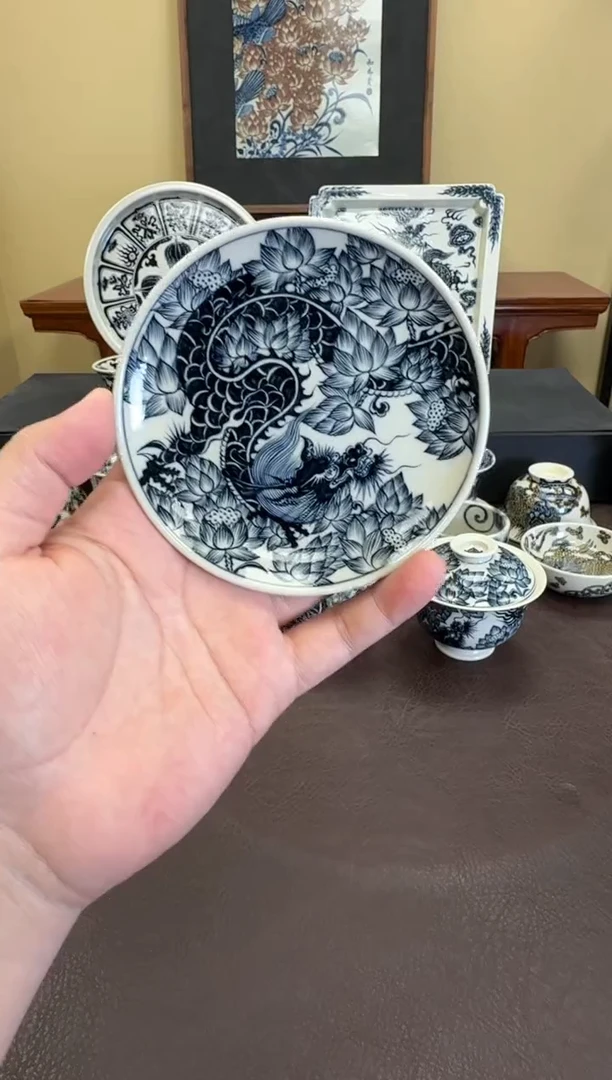 二号釉穿花龙纹杯垫