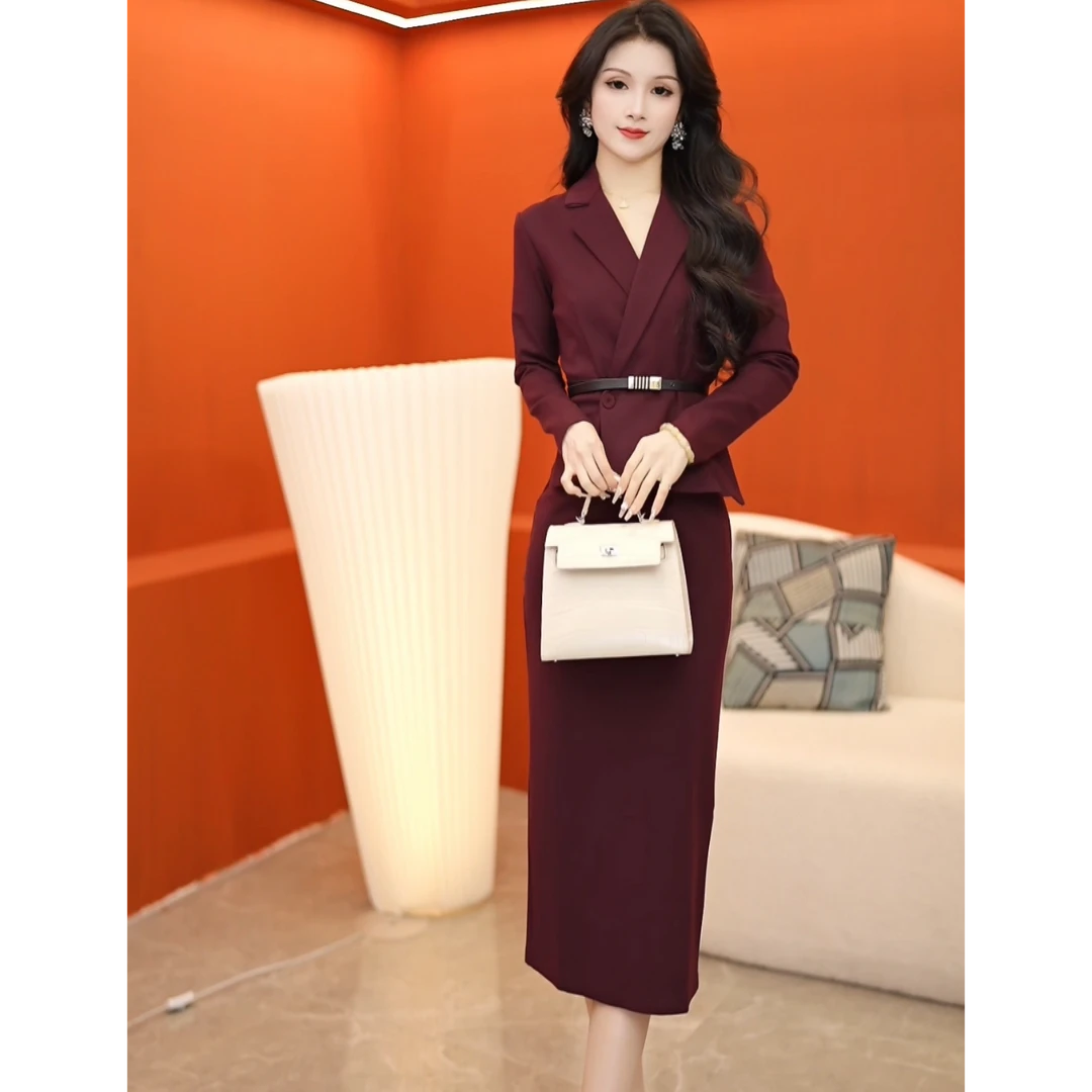 秋冬轻奢法式女神显瘦气质时尚修身连衣裙1216