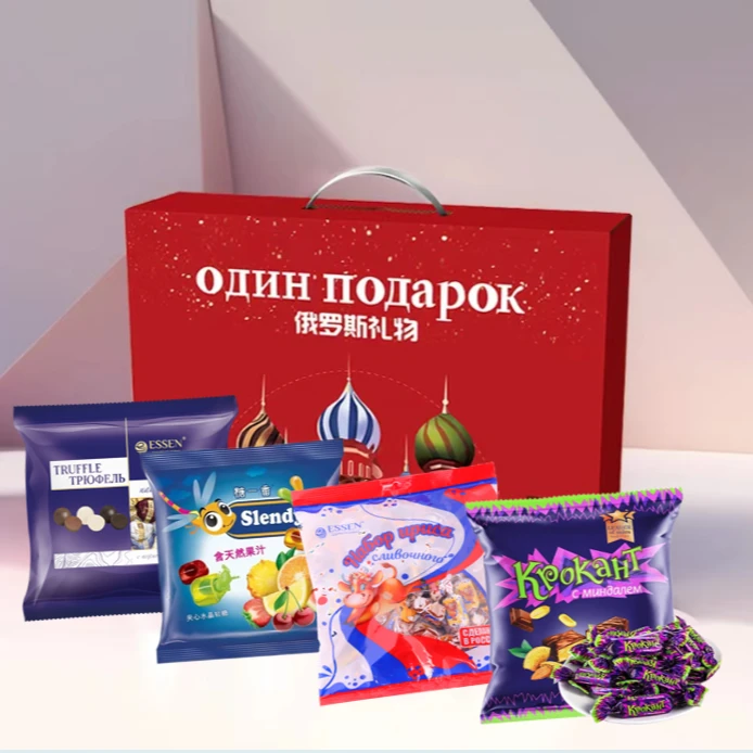 【俄罗斯制造专属】1糖果礼盒装紫皮奶糖金蜻蜓软糖巧克力礼盒
