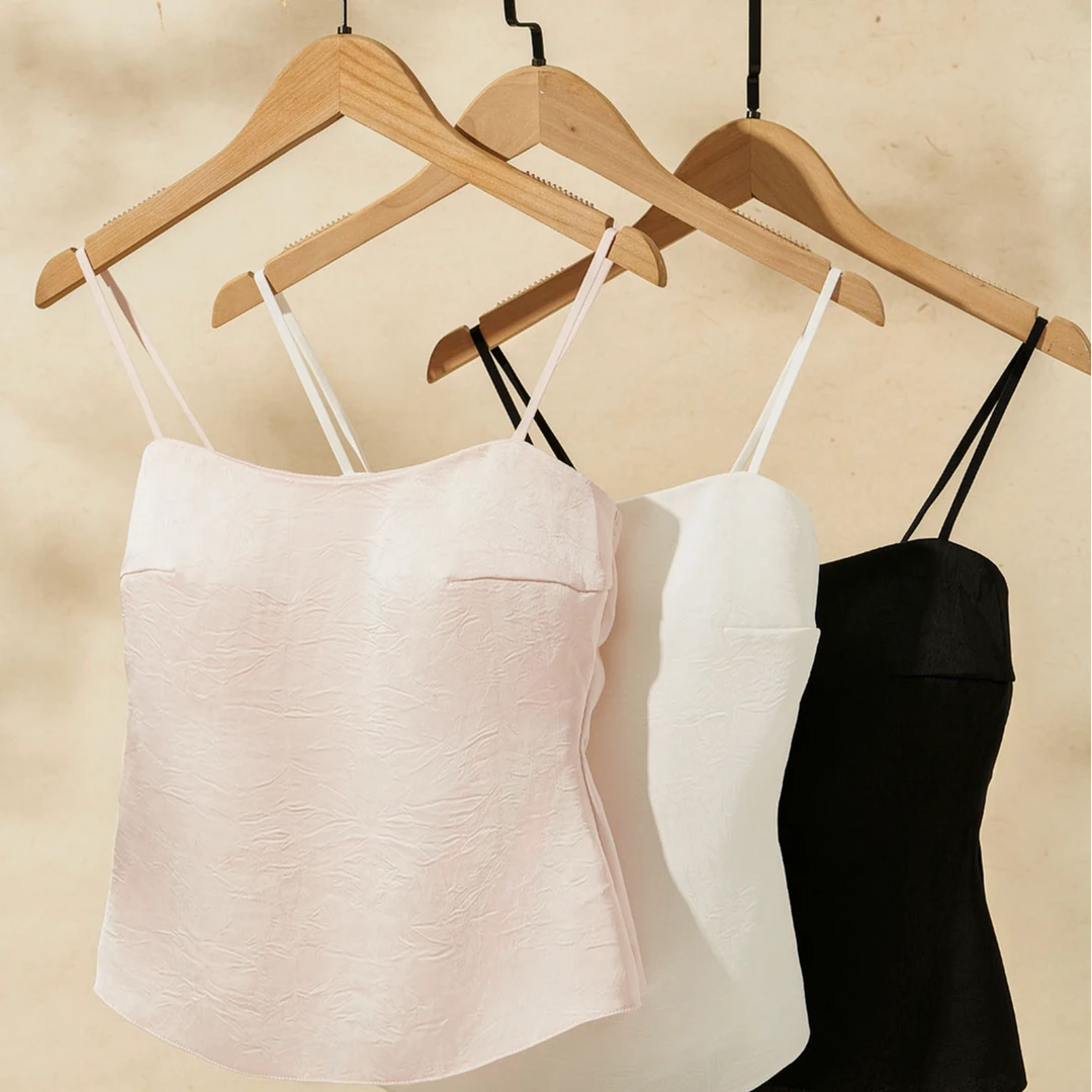 新中式一字领一体杯固定杯无钢圈女士吊带