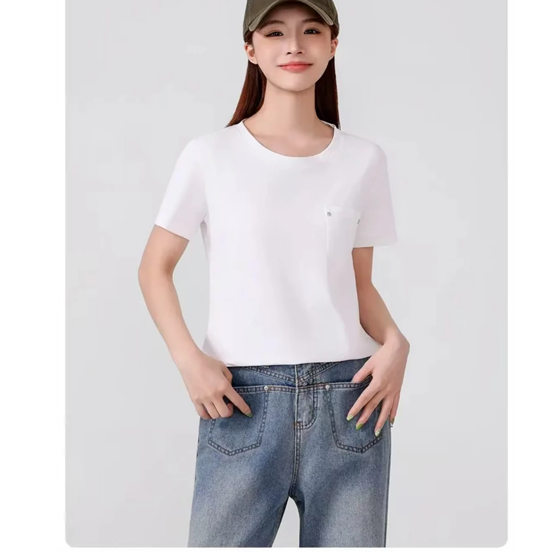 驱蚊圆领铆钉口袋休闲短袖T恤6199