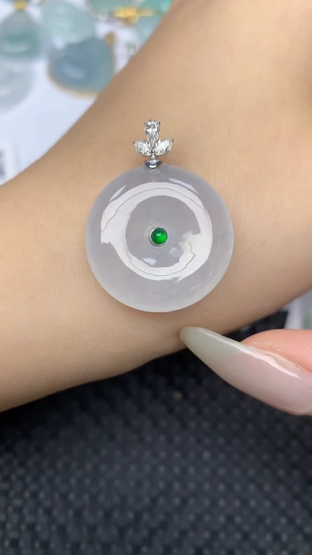 翡翠18K金镶嵌颈饰天然缅甸翡翠a货百元以上9元证书费自理