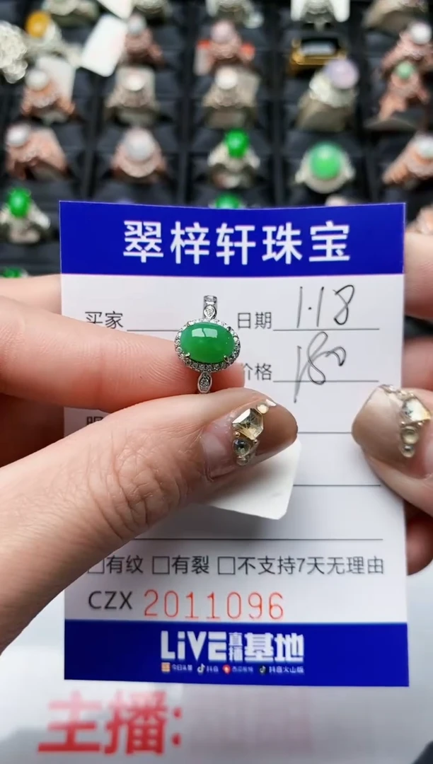 【闪购商品】翡翠戒指银S925镶嵌1096