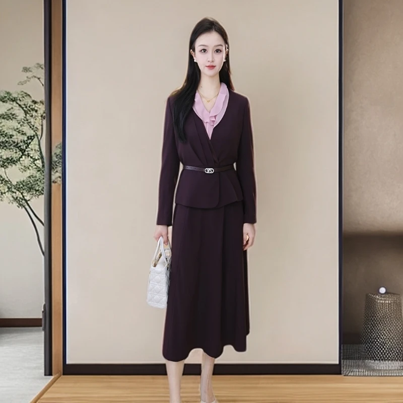 【早秋新款】赢智尚高档醋酸衬衣外套半裙三件套女商务装ZB-ZB00763