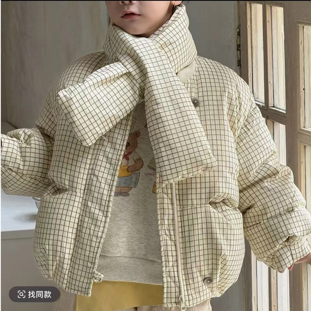 【二宝妈】～儿童棉服2025冬季新款潮男童格子加厚棉衣外套宝宝冬装