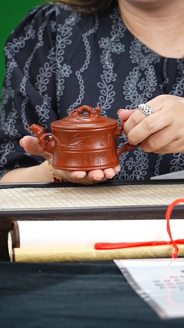 茶壶紫砂GSZ一品竹段 鱼籽朱150cc