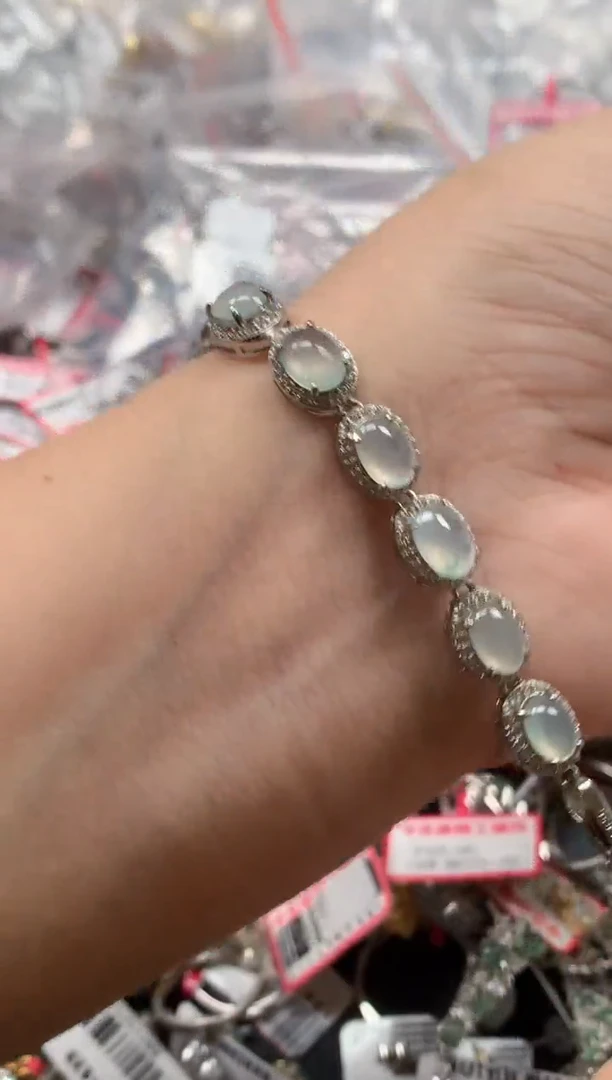 银S925镶嵌戒指翡翠天然A货缅甸翡翠