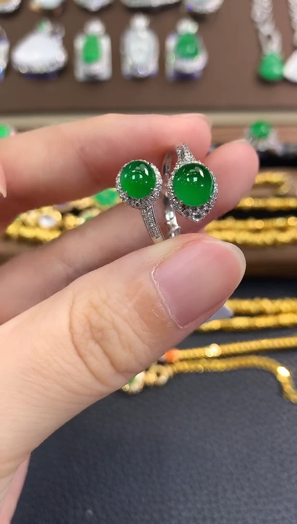 翡翠戒指18K金镶嵌春日珠宝 B36多样性一件发