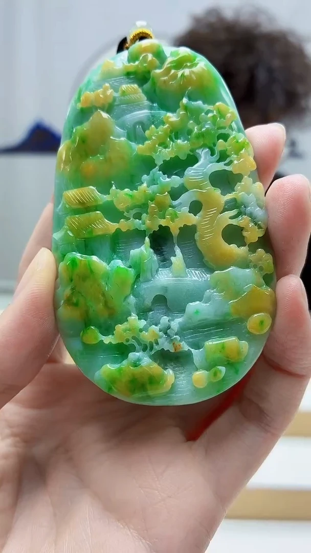 未镶嵌定制翡翠4688zm-毛货挂件山水35