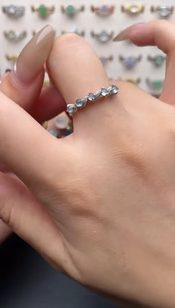 银S925镶嵌戒指翡翠一物一证一礼盒2