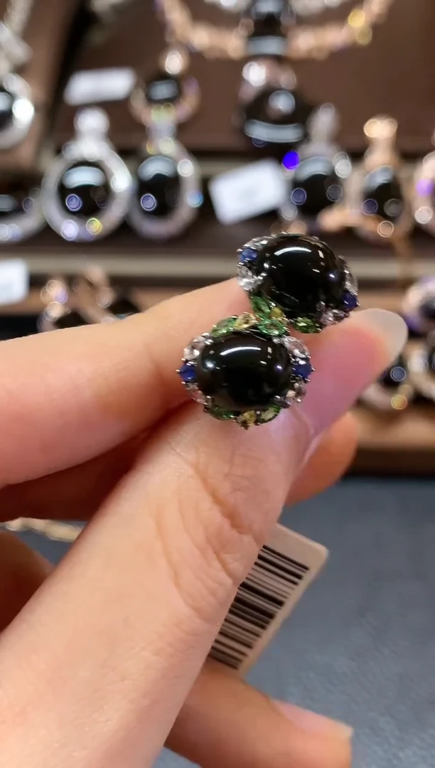 18K金镶嵌翡翠耳饰C73 无鉴赏