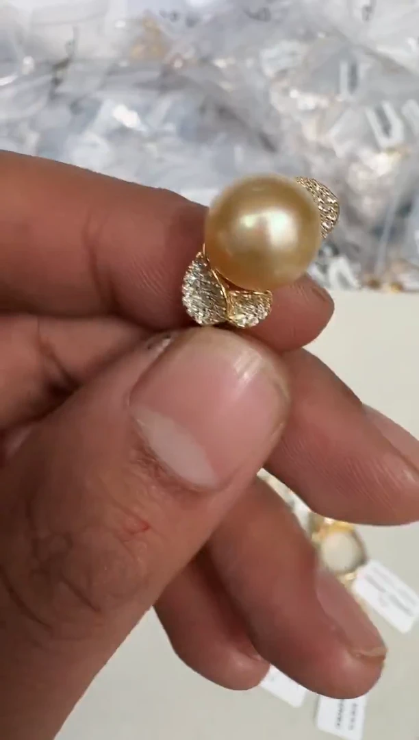 银S925镶嵌戒指海水珍珠戒指