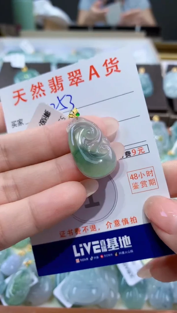 颈饰18K金镶嵌翡翠天然翡翠A货挂件