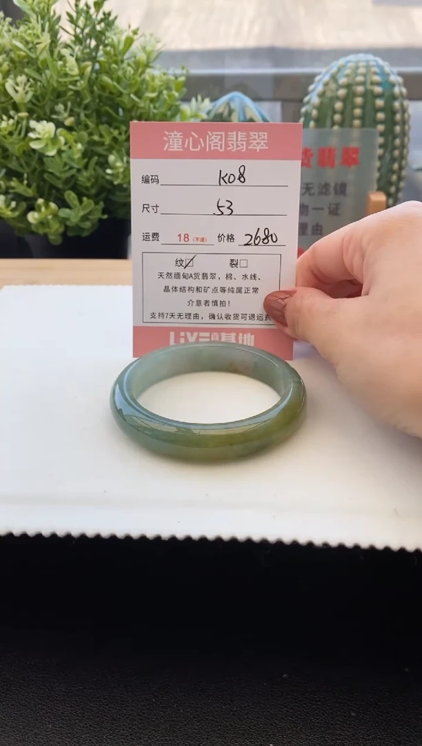 未镶嵌手镯翡翠53圈口 编码 K08