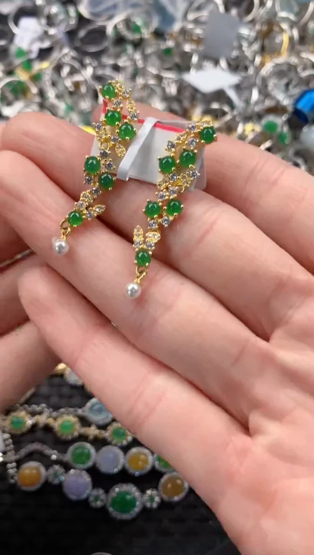 银S925镶嵌戒指翡翠555   1