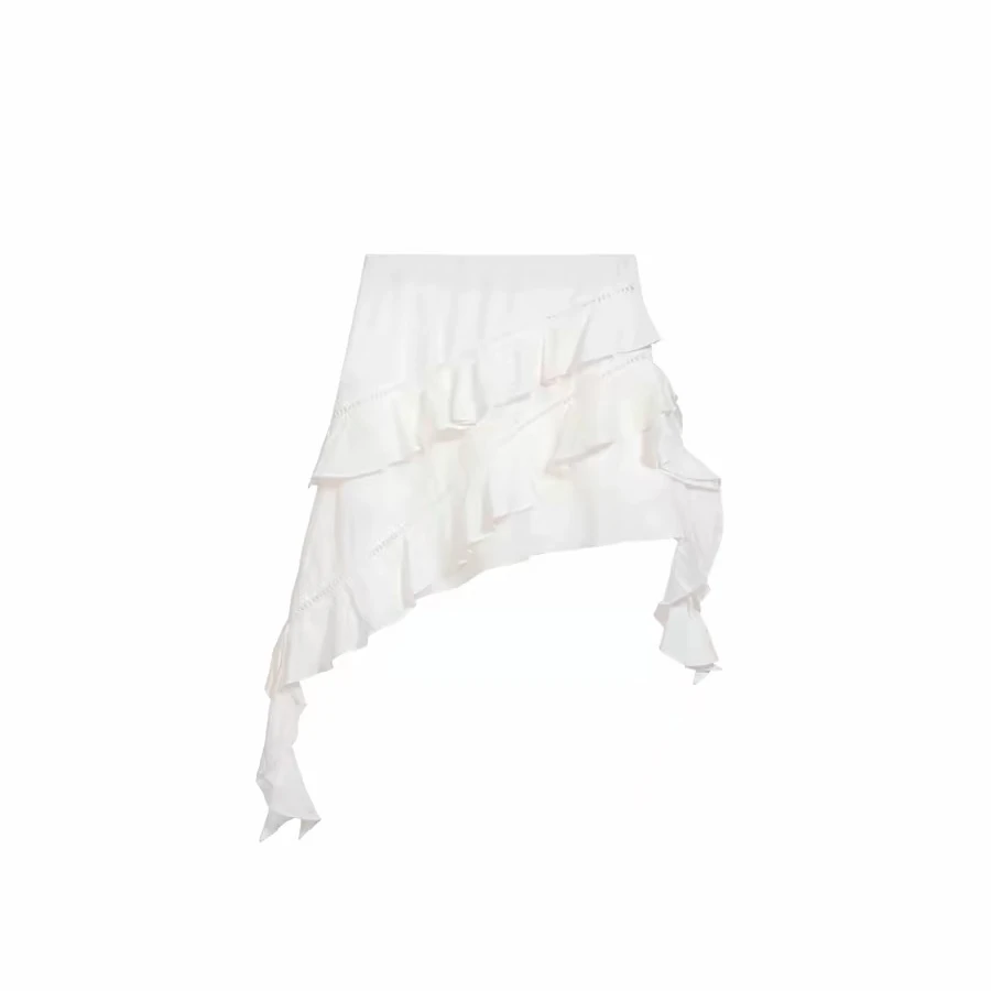 ANNENONO 设计师品牌 25春夏荷叶边不规则下摆短半裙时尚百搭女士