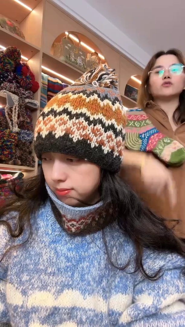 美拉德百羊毛单球帽