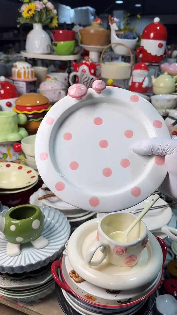 陶瓷蘑菇盘微瑕 凑满20元包邮