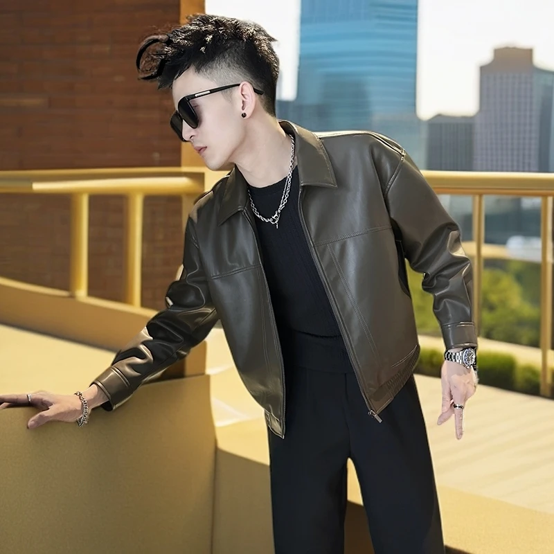 NYIG痞帅炸街皮衣男款潮流夹克短款上衣2025年时尚春装高级感外套