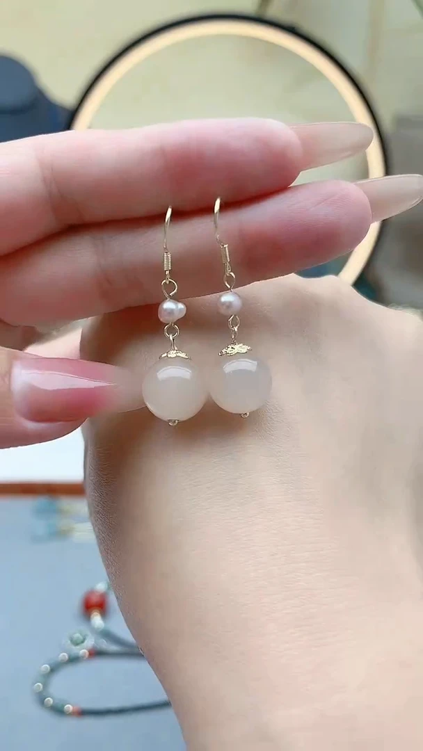 玛瑙/玉髓耳饰银S925镶嵌660