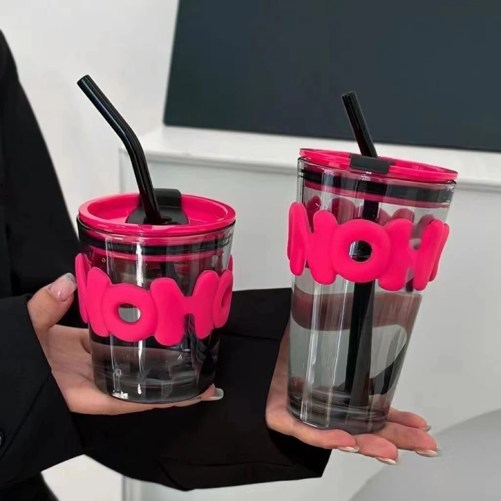 【到手两只】高颜值ins便携咖啡杯情侣水杯大容量吸管杯带盖带吸管