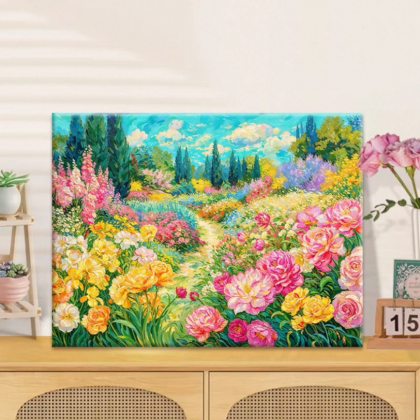【春日花海】diy数字油画2025新款丙烯画手工填充填色治愈系丙烯画
