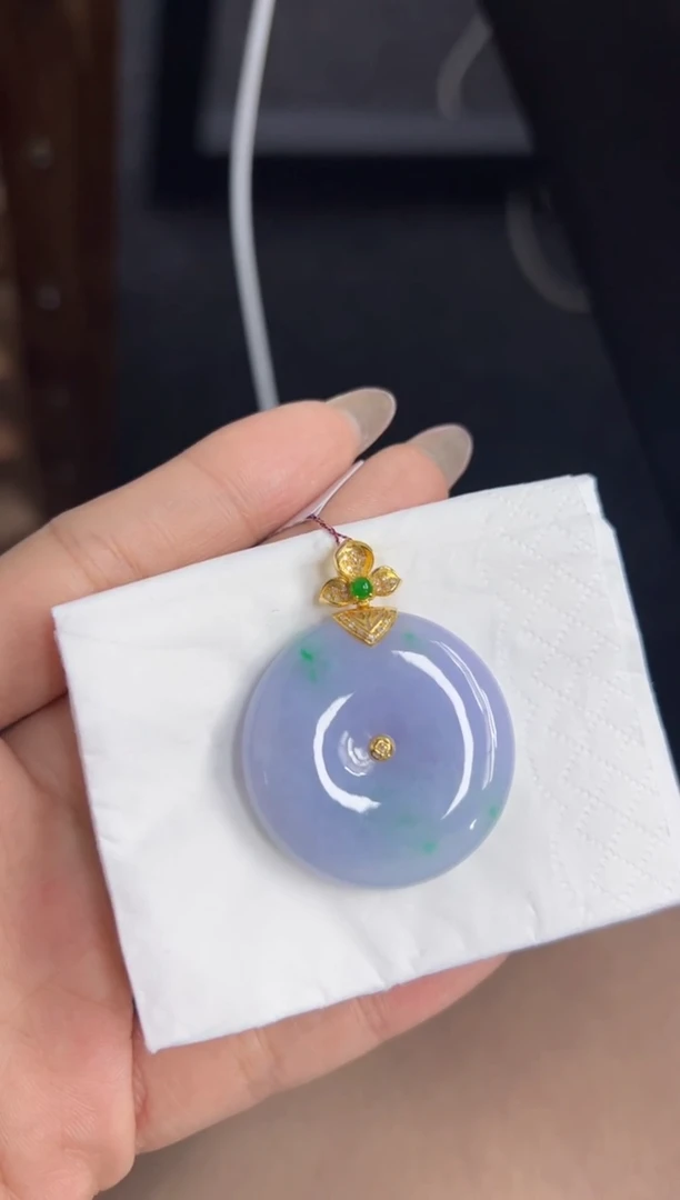 【闪购商品】翡翠颈饰18K金镶嵌Q缅料A货翡翠/支持复检/一件