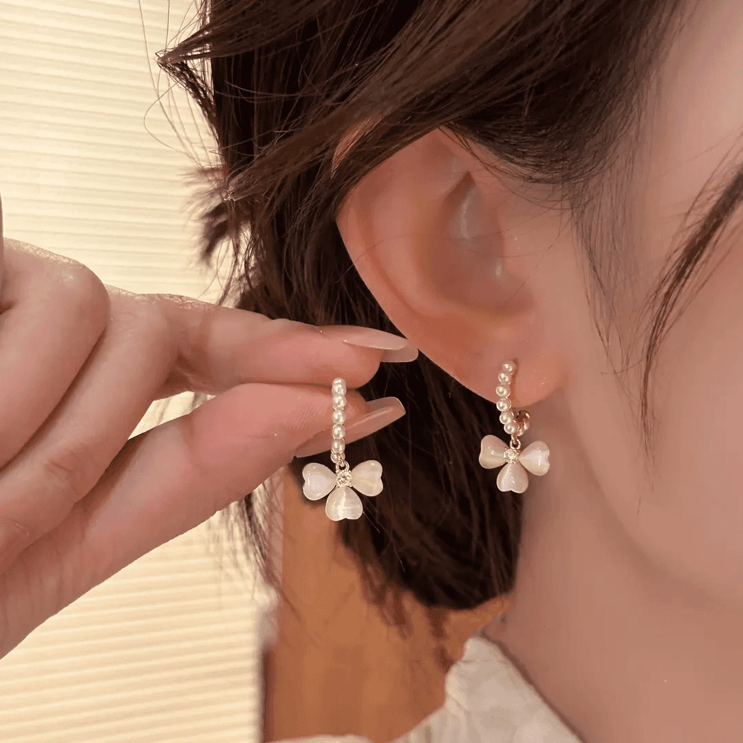 铜合金耳饰 2025新款爆款猫眼石珠珠耳环时尚百搭耳钉轻奢高级ins